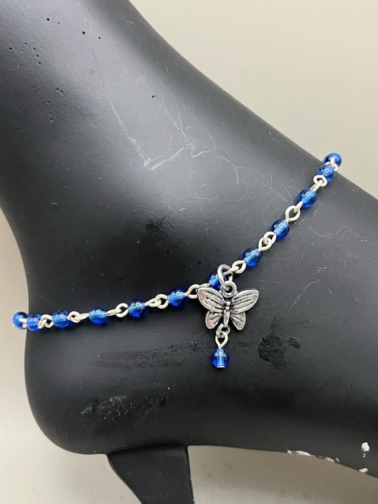 Artisan Ny Jewelry - Blue Beaded Butterfly Anklet